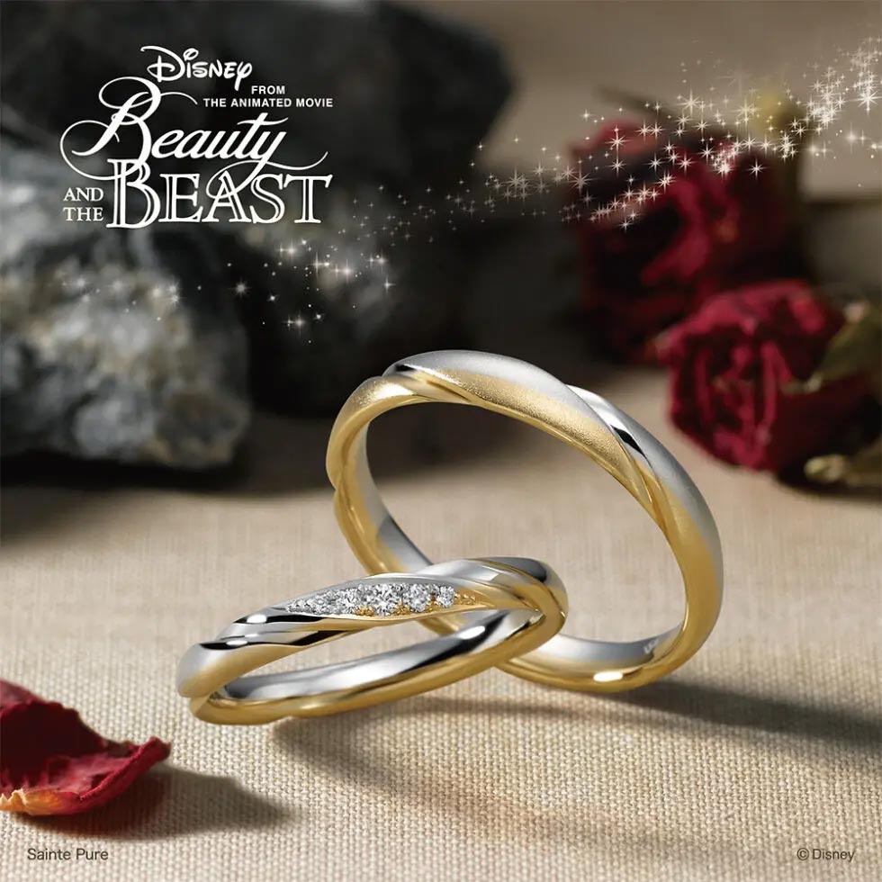 ディズニー美女と野獣の結婚指輪-rose-in-motion-動き出した愛