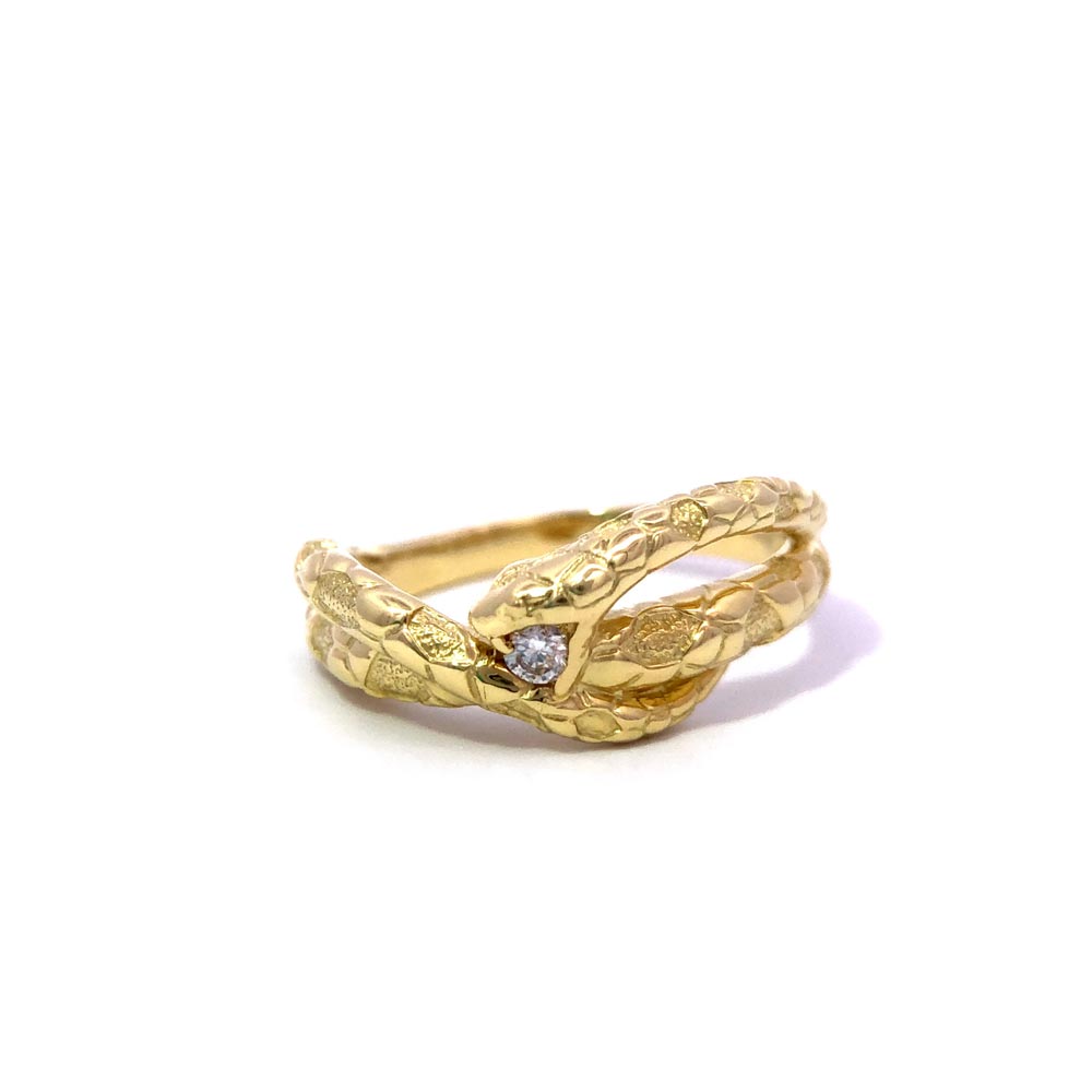 指輪リング　K18　スネーク　蛇　モチーフ　ダイヤモンド付き　ジュエリー　現状品