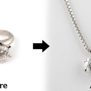 プラチナ、ダイヤモンドの婚約指輪のジュエリーリフォーム
