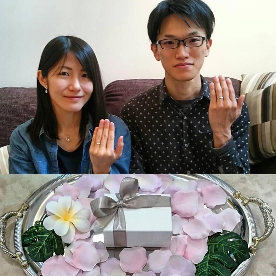 結婚指輪ご成約のお客様　静岡市のこと様ご夫妻