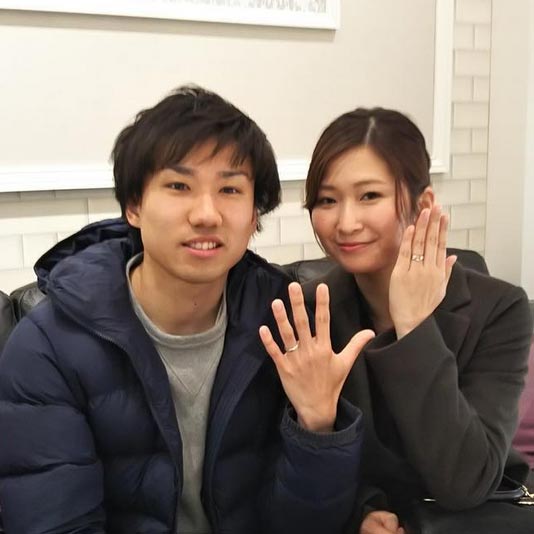 結婚指輪ご成約のお客様　静岡県のゆう＆あやめ様ご夫妻