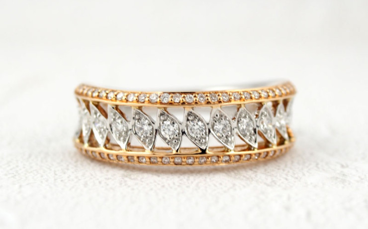 ピンクゴールド　ダイヤモンドの指輪