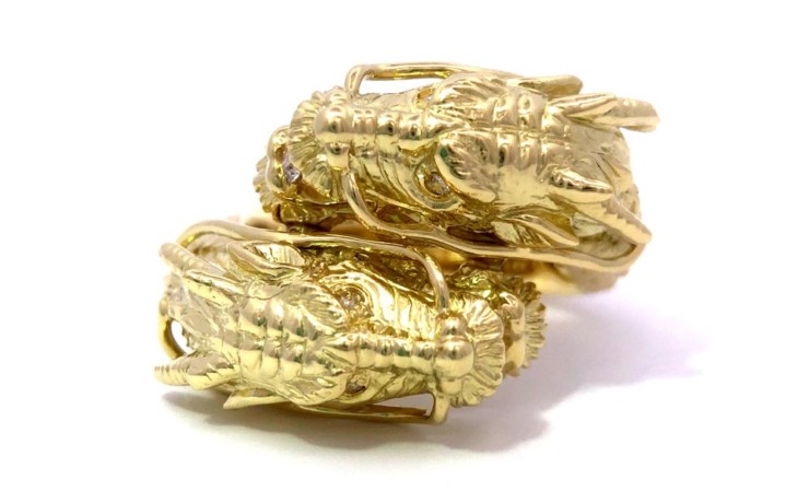 K18ダイヤ-双竜ドラゴンのリング