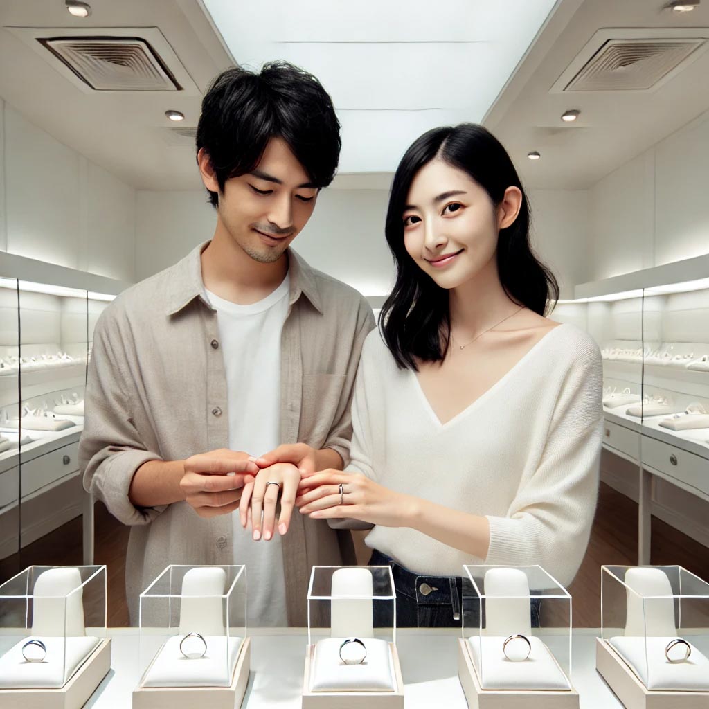 静岡KITAGAWA-Bridal-指輪選びを楽しむカップルのイメージ