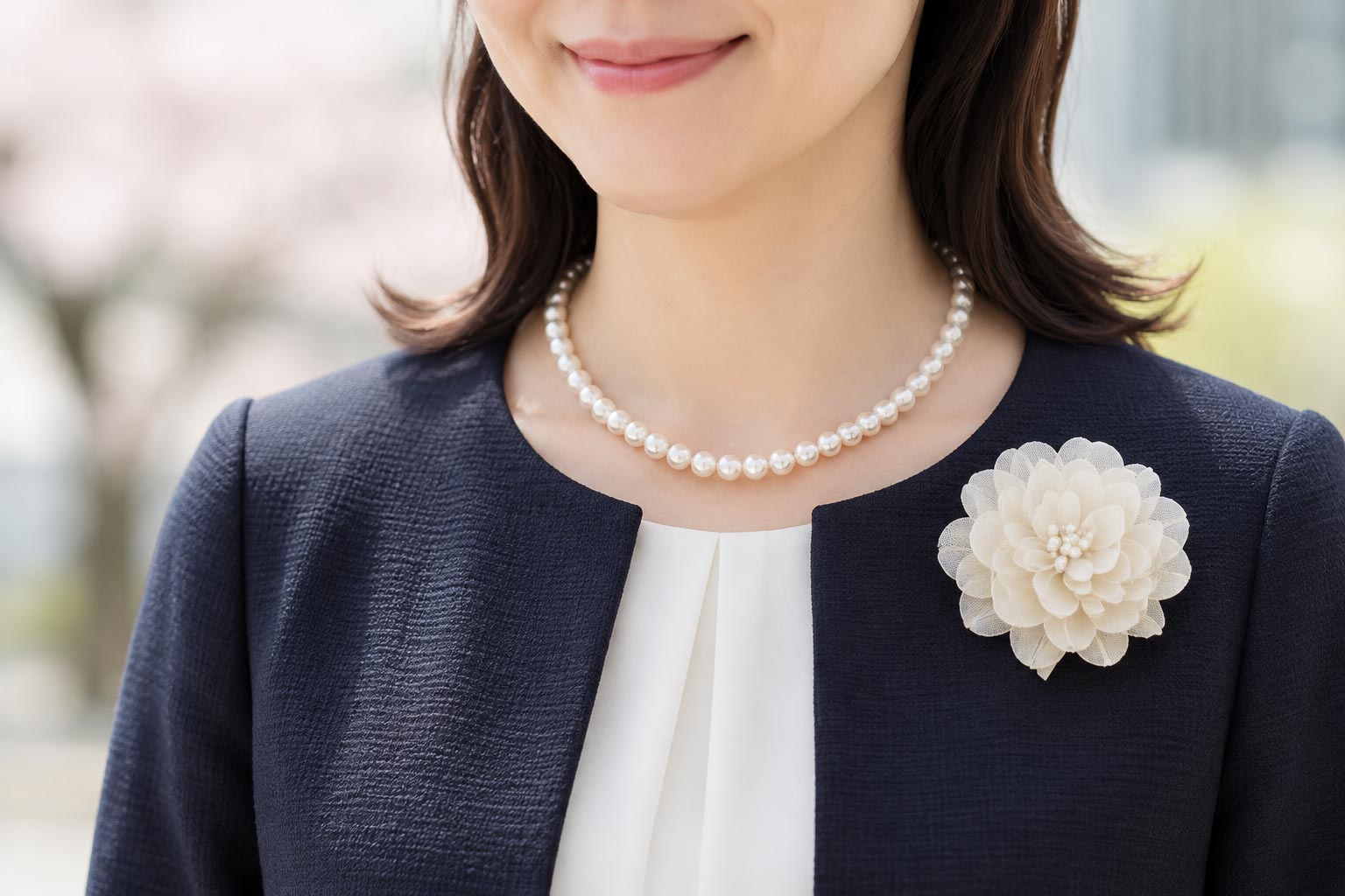 冠婚葬祭で身につけられる上品な真珠のネックレス