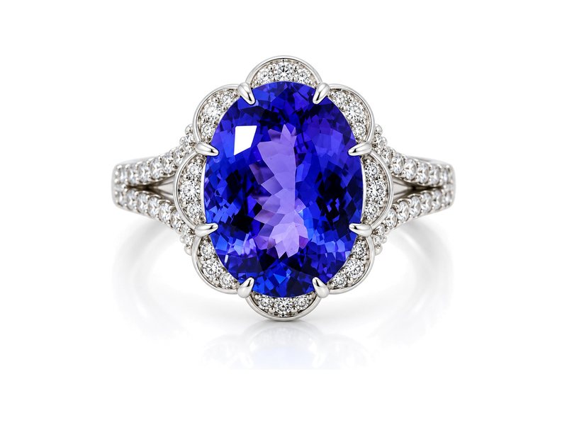 Pt950 タンザナイトリング T 6.43ct D 0.28ct