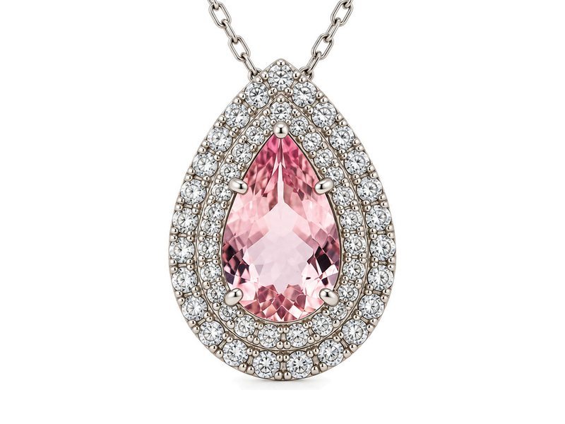 Pt950/Pt850 モルガナイトネックレス M 1.83ct D 0.62ct
