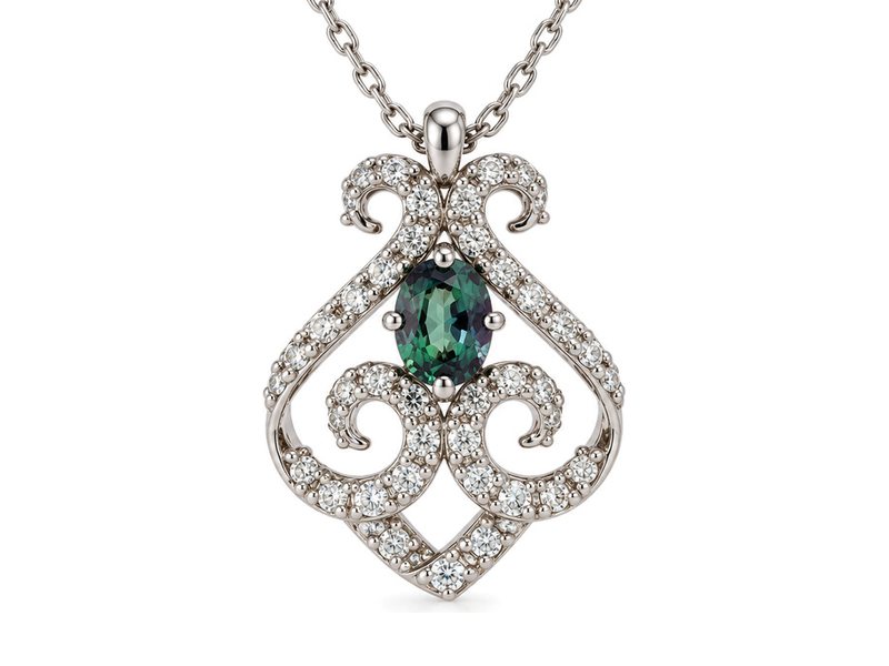 Pt950/Pt850 アレキサンドライトネックレス A 0.31ct D 0.19ct